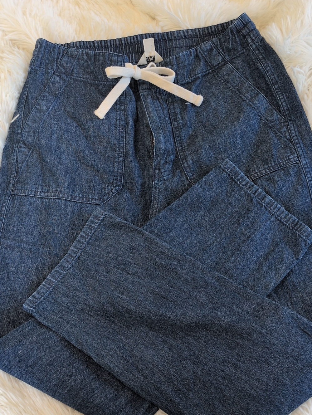 J. Crew Indigo Chambray Elastic-Waist Pants, XS